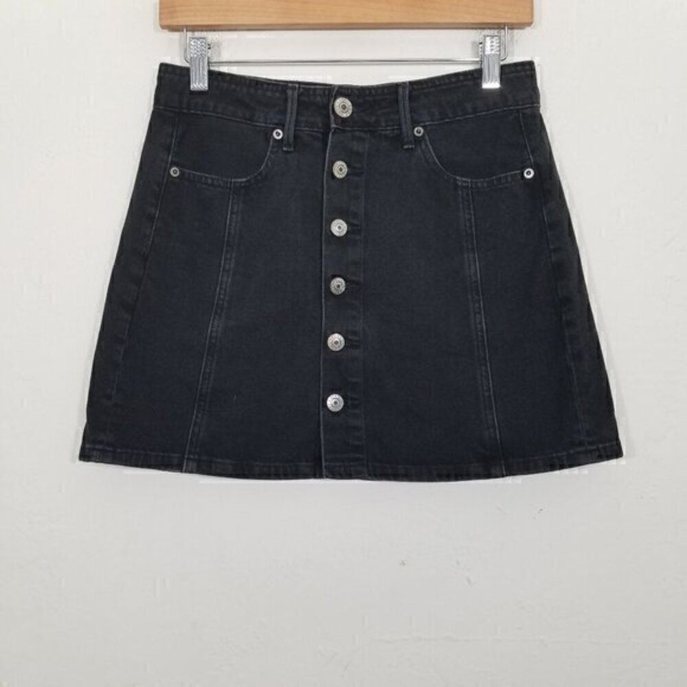 American Eagle Hi-Rise A-Line Denim Mini Skirt Black Size 2